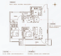 3室2厅1卫1厨， 建面89平米