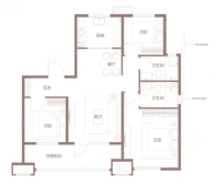 3室2厅2卫1厨， 建面119平米