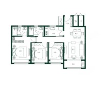 3室2厅2卫1厨， 建面128平米