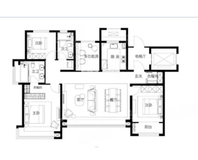 4室2厅2卫1厨， 建面175平米