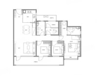 4室2厅2卫1厨， 建面143平米