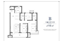 3室2厅1厨2卫118㎡(建面)