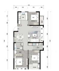 3室2厅2卫1厨， 建面120平米