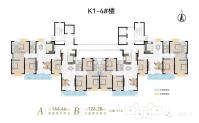 K1-4#楼，A、B户型  平面图