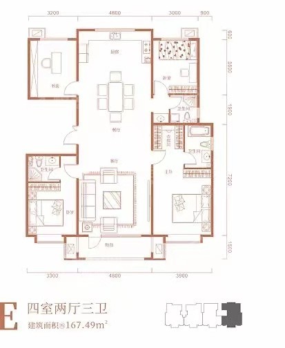 霸州凯城上东区3室2厅2卫户型图-霸州楼盘网