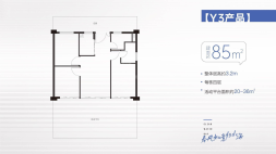 Y3户型 三房两厅两卫 建面85㎡