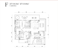 F户型建面138.10平三房两厅两卫