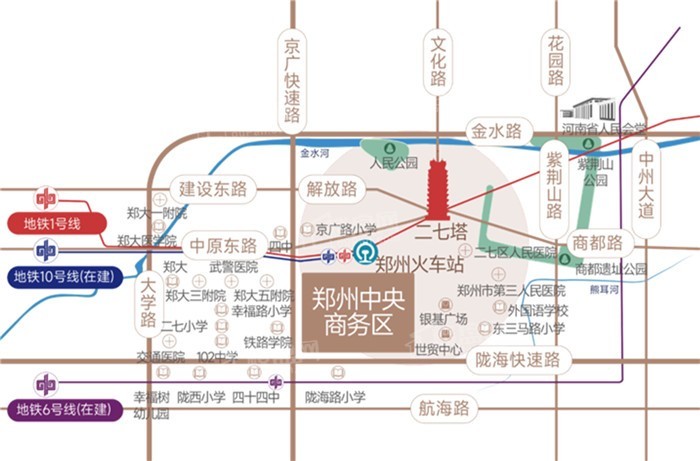 中铁郑州中央商务区位置图