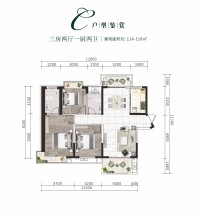 C户型 3房2厅1厨2卫 114-118㎡