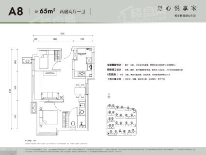 A8 两室两厅一卫  65平