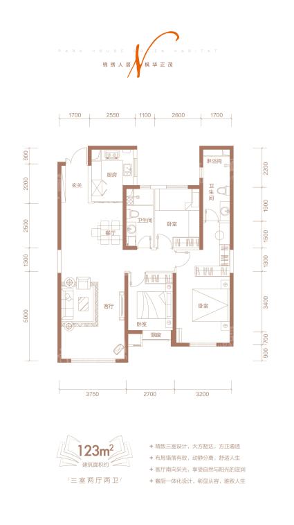 锦尚国际锦枫华建面约123㎡户型