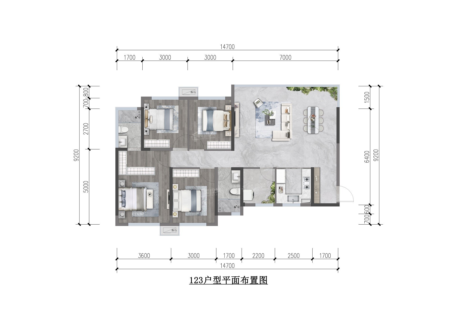 绵阳邦泰臻境4室2厅2卫户型图-绵阳楼盘网