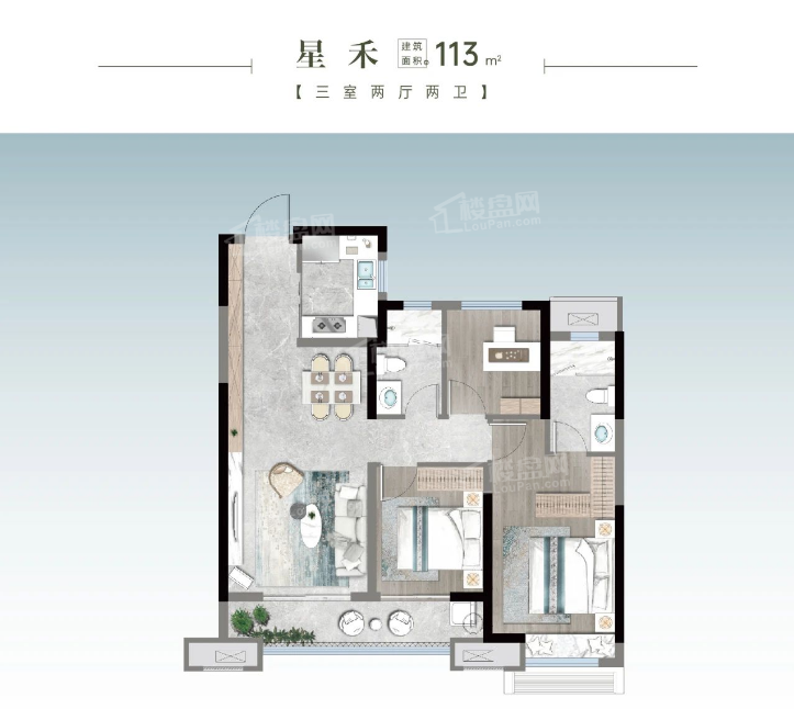 济南中建星光城市3室2厅2卫户型图-济南楼盘网