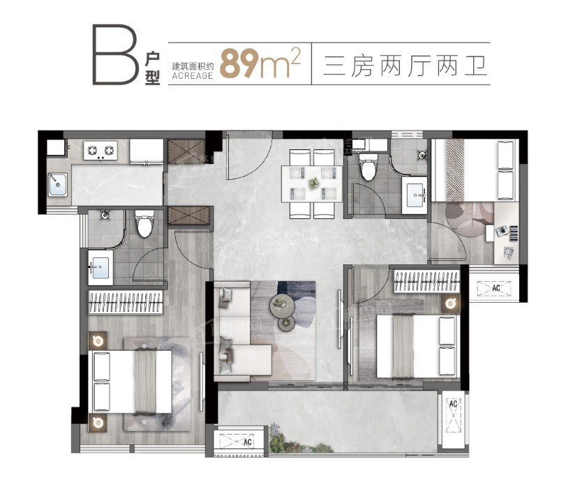 福州建总云璟未来4室2厅2卫户型图-福州楼盘网