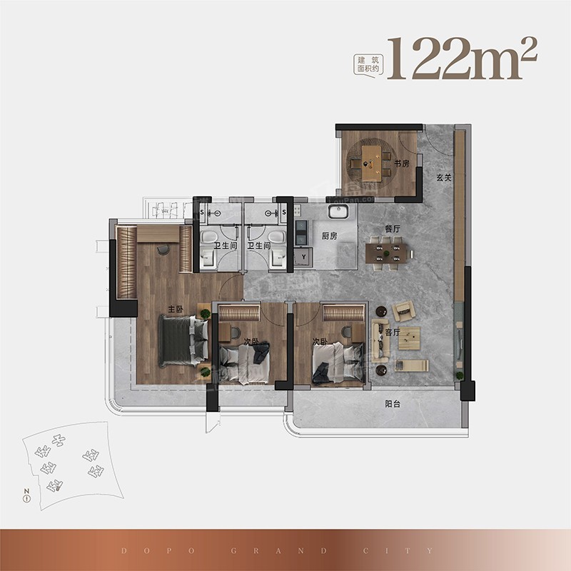 广州大壮名城名门4室2厅2卫户型图-广州楼盘网