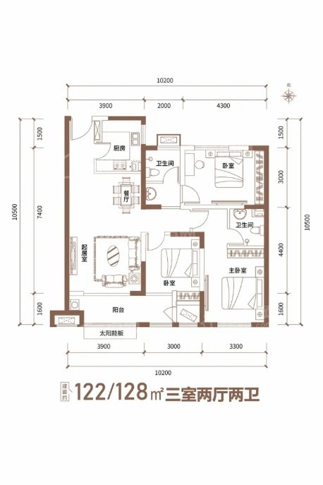 济南百一十里湖畔3室2厅2卫户型图-济南楼盘网