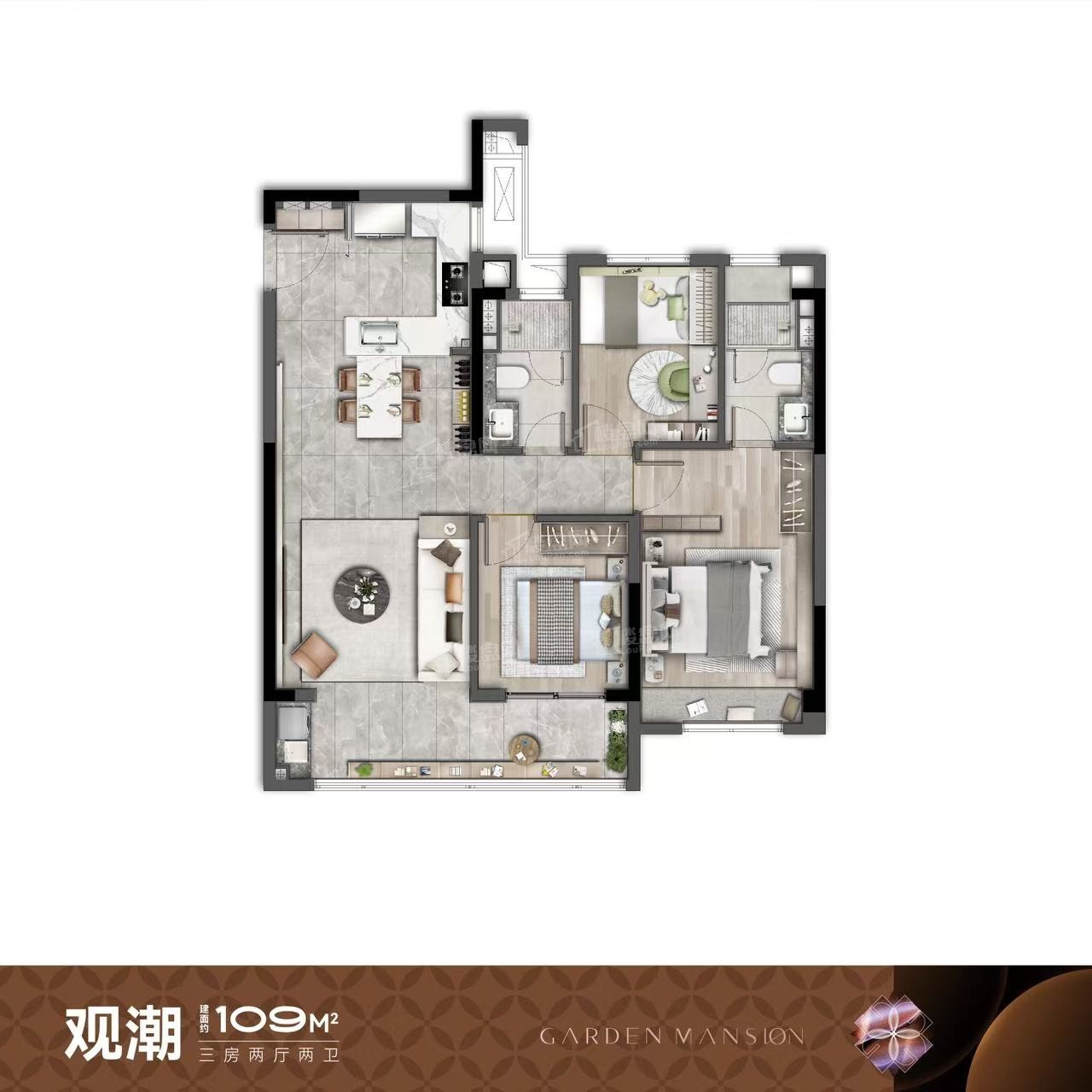 南京华润置地·观云润府3室2厅1卫户型图-南京楼盘网