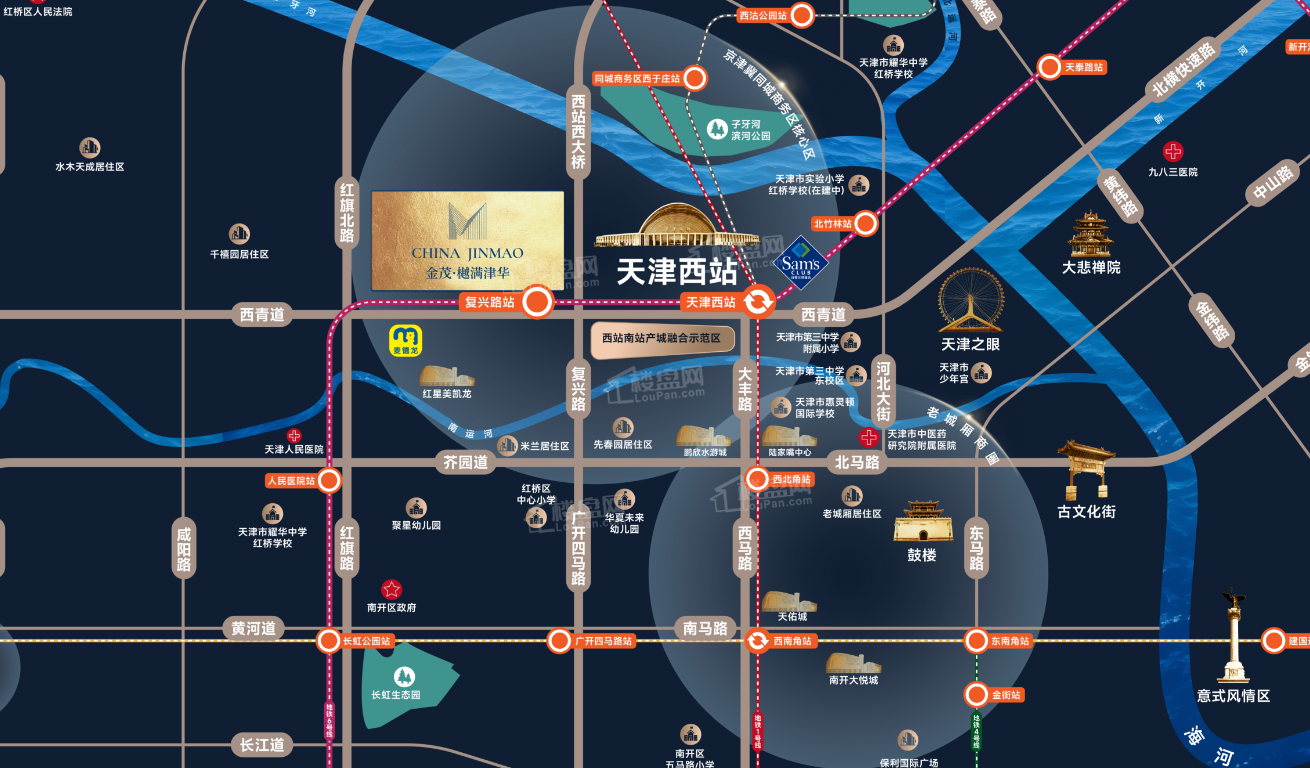 金茂·樾满津华位置图