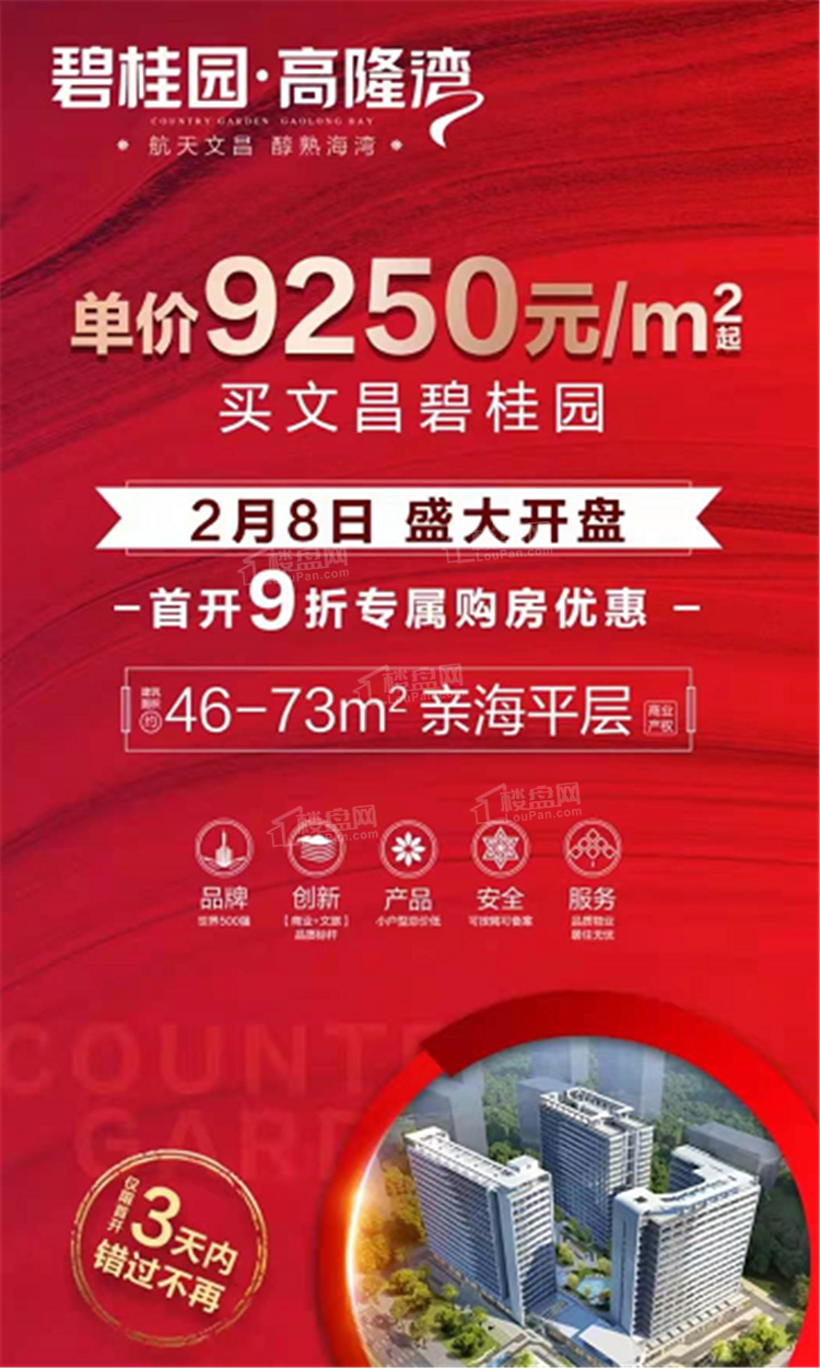 參考均價:9250元/㎡起最新動態:海南碧桂園高隆灣今日盛大開盤!