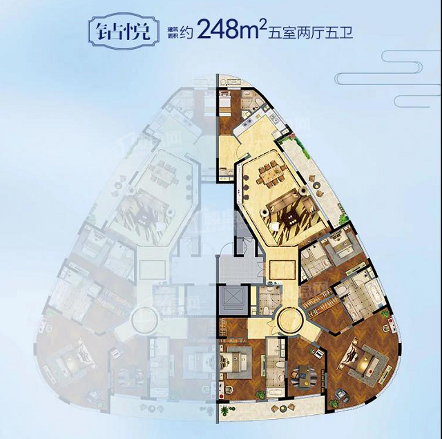 泰州天禄湖花园建面约248㎡户型鉴赏