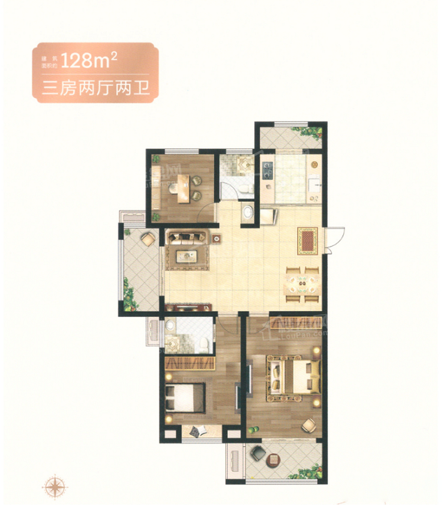 泰兴银丰佳园建面约128㎡户型品鉴