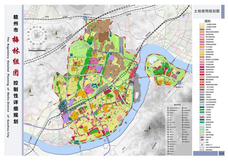 赣县区规划图:根据赣县发展规划,该区域将发展成为集行政办公,休闲