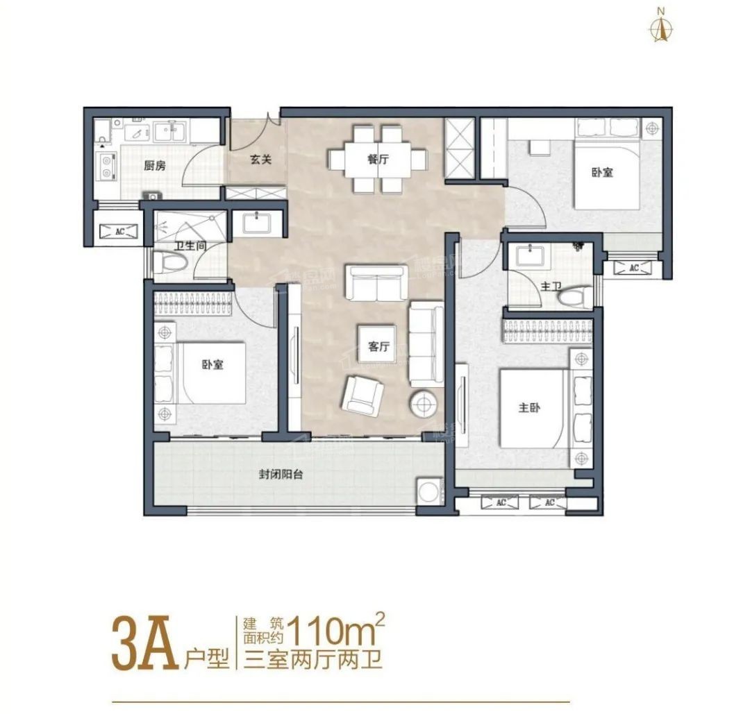 在晋福苑的户型中都以科学动线进行合理划分只为用家庭居住空间来唤醒