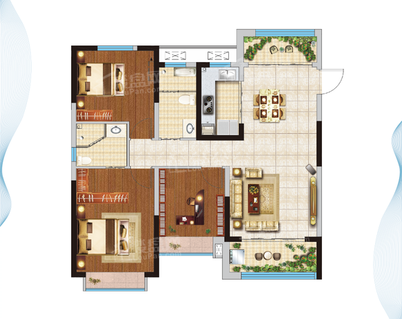 c1户型 建面约128-130㎡ 三室两厅两卫.png