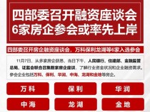 四部委召开房企融资座谈会，万科保利龙湖等6家入选参会，或率先上岸！