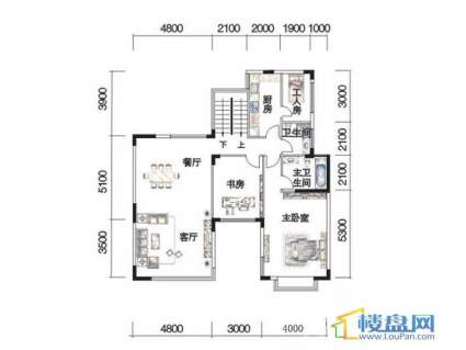 观山湖1号11栋底层亲地叠墅一单元1号户一层7室3厅6卫1厨