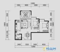 都市道1号C户型2室2厅1卫1厨