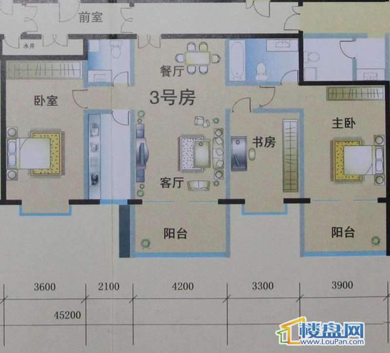 花样年华3号房户型3室2厅2卫1厨