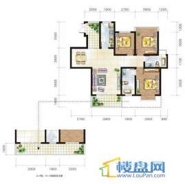 兴隆城市花园沐风园1-2栋1号户型3室2厅2卫1厨