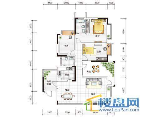 世纪南山C栋A户型3室1厅2卫1厨