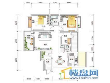 世纪南山D栋A户型3室2厅2卫1厨