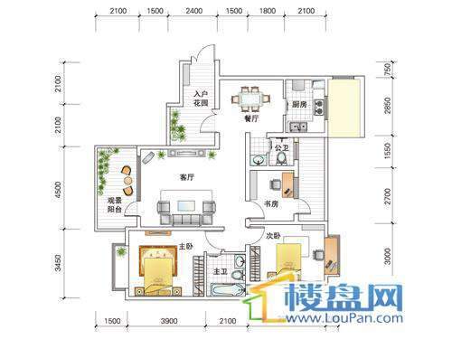 世纪南山D栋C户型2室2厅2卫1厨