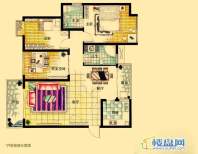 虹祥花郡A2号D户型2室2厅2卫1厨