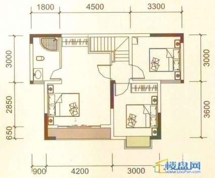 远大生态风景3号楼（33层）K7下层户型4室2厅2卫1厨