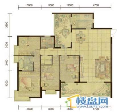 都市国际9/10号楼户型图4室2厅2卫1厨