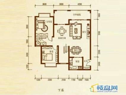 檀溪谷三栋B户型跃层4室3厅2卫1厨