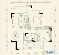 龙砚东山C户型2室2厅1卫1厨