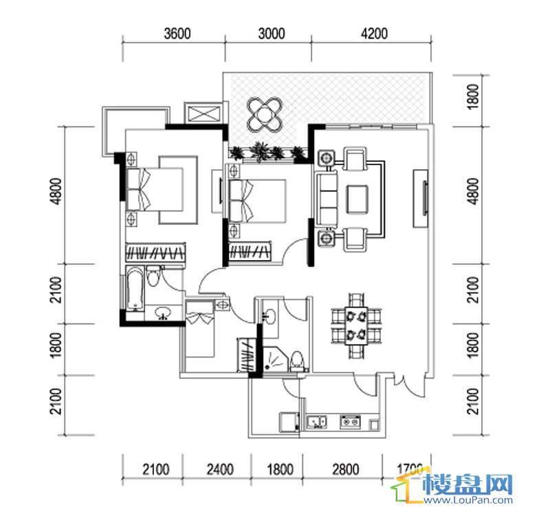 星辰国际D户型3室2厅2卫1厨