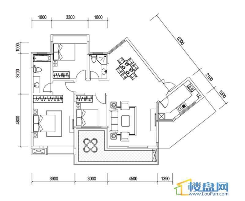 星辰国际G户型3室2厅2卫1厨