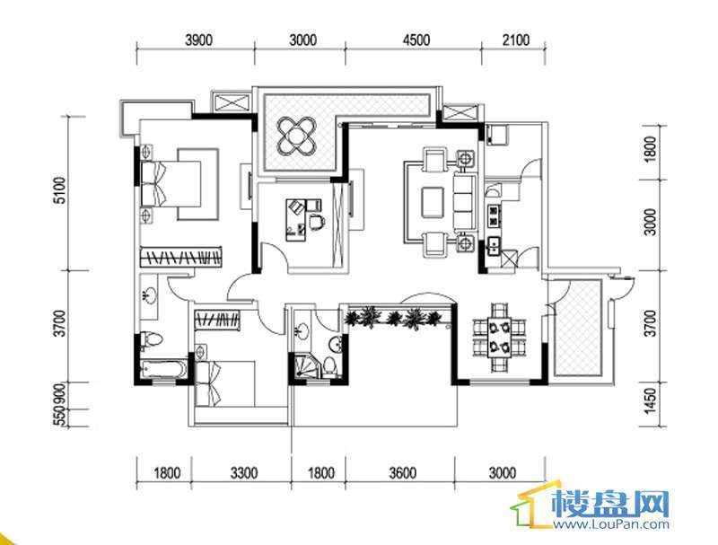 星辰国际C户型3室2厅2卫1厨