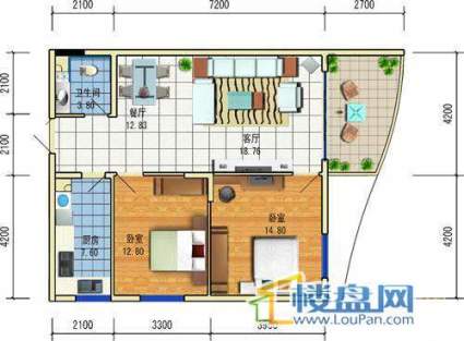 方源广场B2-6-3户型2室2厅1卫1厨