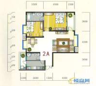 金元国际新城2A户型2室2厅2卫1厨