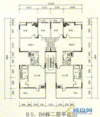 中天世纪新城三期叠拼 B5、B6栋二层平面图5室3厅3卫1厨