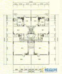 中天世纪新城三期叠拼 B5、B6栋一层平面图5室3厅3卫1厨