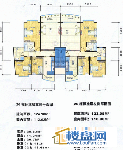 兰馨桂馥花园26栋标准层3室1厅2卫1厨