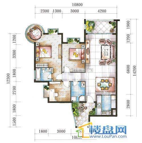 腾龙湾A1-10栋、13栋(A户型奇数层)3室2厅2卫1厨